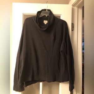 J Crew vintage fleece size L dark olive green mock turtleneck sweatshirt